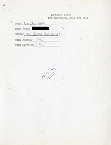 Citywide Coordinating Council daily monitoring report for South Boston High School by Mary Alice Wells, 1975 October 7