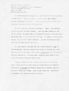 Senator Paul E. Tsongas' Address to the Council of State Governments' Eastern Regional Conference, Danvers, Massachusetts