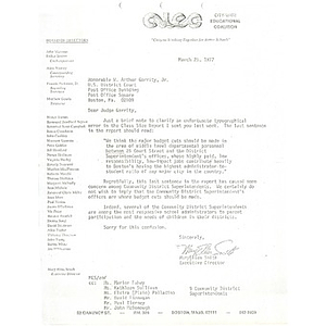 Letter, Judge Garrity, March 25, 1977.