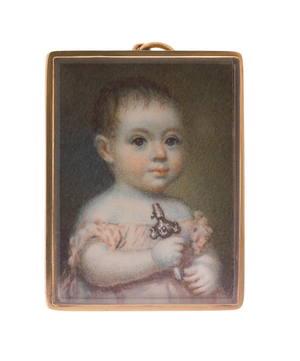 Brooch with miniature portrait of Elizabeth W. Gilbert