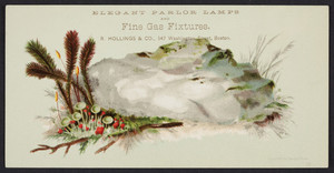 Trade card for R. Hollings & Co., elegant parlor lamps and fine gas fixtures, 547 Washington Street, Boston, Mass., 1880