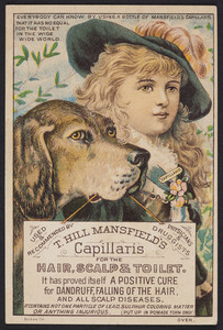 Trade card for T. Hill Mansfield's Capillaris for the hair, scalp & toilet, Portland, Maine, undated