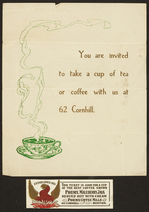 Phoenix Coffee Mills, 62 Cornhill, Boston, Mass., undated