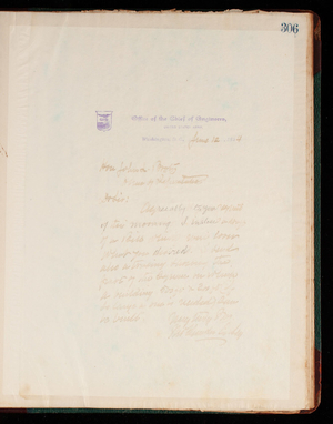 Thomas Lincoln Casey Letterbook (1888-1895), Thomas Lincoln Casey to Hon. John L. [illegible], June 12, 1894