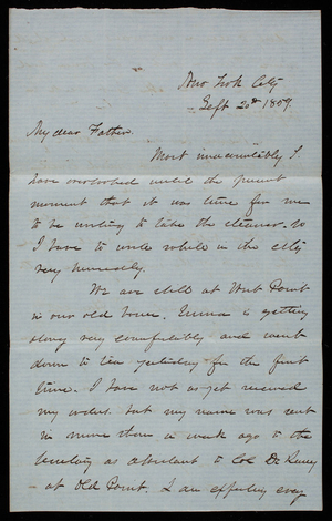 Thomas Lincoln Casey to General Silas Casey, September 20, 1859