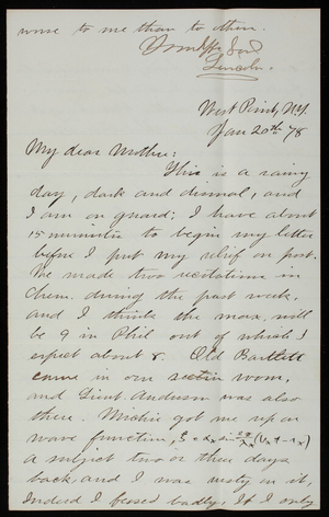 Thomas Lincoln Casey, Jr. to Emma Weir Casey, January 20, 1878