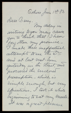 Robert W. Weir to Thomas Lincoln Casey, June 1, 1883