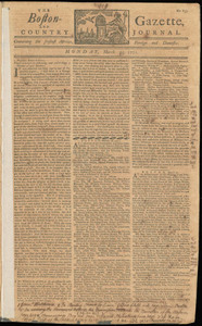 The Boston-Gazette, and Country Journal, 25 March 1771