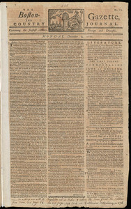 The Boston-Gazette, and Country Journal, 9 December 1771