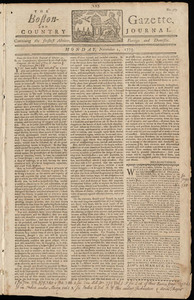 The Boston-Gazette, and Country Journal, 1 November 1773