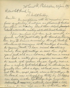 Letter from Benjamin Smith Lyman to Robert C. H. Brock