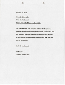 Memorandum from Mark H. McCormack to Arthur J. Lafave