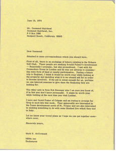 Letter from Mark H. McCormack to Desmond Muirhead