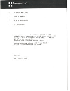 Memorandum from Mark H. McCormack to John D. Webber