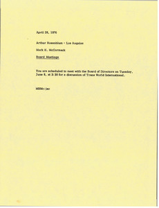 Memorandum from Mark H. McCormack to Arthur Rosenblum