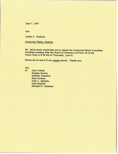 Memorandum from Judy A. Chilcote to list