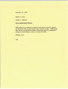 Memorandum from Judith A. Chilcote to Robert D. Kain