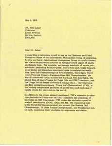 Letter from Mark H. McCormack to Freddie Laker