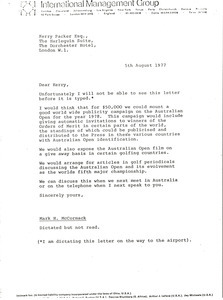 Letter from Mark H. McCormack to Kerry Packer