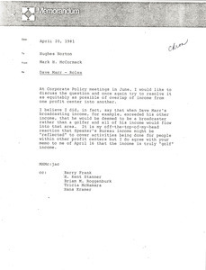 Memorandum from Mark H. McCormack to Hughes Norton