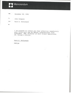 Memorandum from Mark H. McCormack to John Simpson
