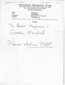 Fax from Mike Savit to Bonnie Hagerman and Gretchen Mayfield