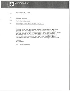 Memorandum from Mark H. McCormack to Hughes Norton