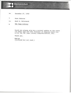 Memorandum from Mark H. McCormack to Dave Osborne