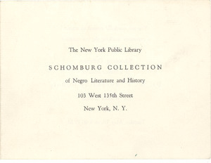 Invitation to ceremony marking the presentation to the Schomburg Collection of a bronze head of Dr. W. E. Burghardt Du Bois by William Zorach
