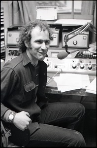 Informal portrait of Richard Safft in radio broadcast studio