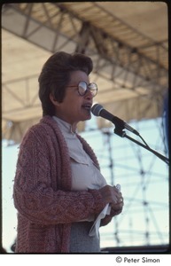 MUSE concert and rally: unidentified woman speaking at the No Nukes rally