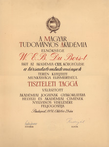 Hungarian Academy of Sciences honorary membership diploma