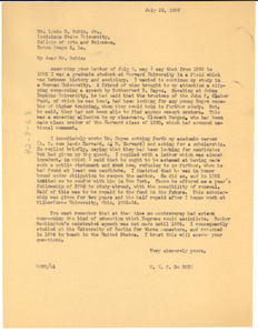 Letter from W. E. B. Du Bois to Louis D. Rubin, Jr.