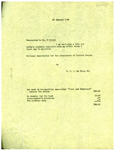 Invoice from W. E. B. Du Bois to NAACP