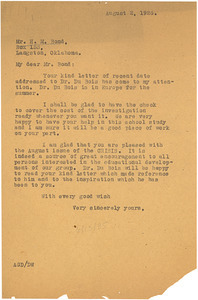 Letter from Augustus Granville Dill to H. M. Bond