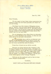 Circular letter from Mary Jane and William Howard Melish to W. E. B. Du Bois