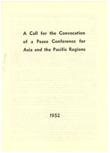 A call for the Convention of a Peace Conference for Asia and the Pacific Regions