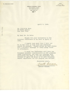 Letter from Arnold Donawa to W. E. B. Du Bois