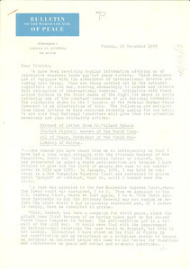 Circular letter from World Council of Peace to W. E. B. Du Bois