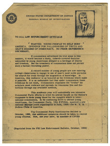 Circular letter from J. Edgar Hoover