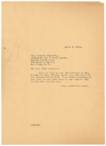 Letter from W. E. B. Du Bois to The Harmon Foundation