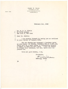 Letter from Harry E. Davis to W. E. B. Du Bois