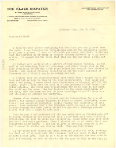 Letter from Drusilla Dunjee Houston to W. E. B. Du Bois