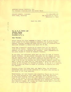 Letter from American Russian Institute to Shirley Graham Du Bois