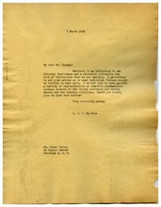 Letter from W. E. B. Du Bois to Kumar Goshal