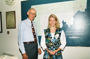 Congressman John W. Olver with Olivia Locker, National Young Leaders Conference, in his congressional office