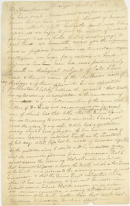 Letter from R. Curtis to Erasmus Darwin Hudson