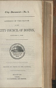 Address of the Mayor to the City Council of Boston