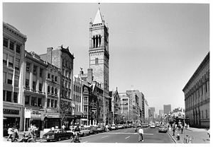 View of Boylston Street looking northward with the Central Library in Copley Square on the right