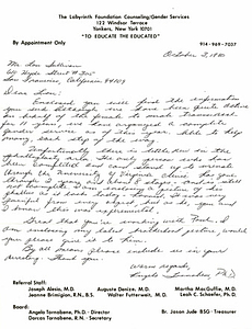 Correspondence from Angelo Tornabene to Lou Sullivan (October 3, 1980)